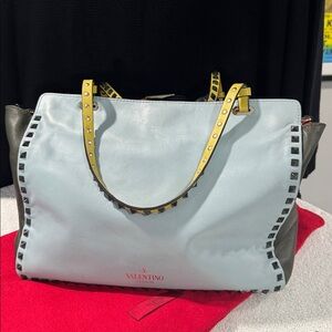 Valentino Multi-Color Studded Leather Tote Bag